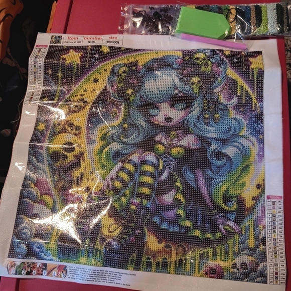 Other - Colorful Goth Girl In Ctescent Moon Diamond Art Painting Kit 40x40